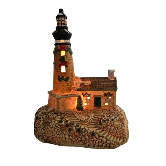 Porcelain Lighthouse Nightlights Ltd Commodities 19645 Vintage Christmas Village - Picture 9 of 9